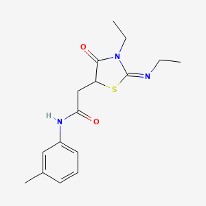 2-[(2E)-3-ethyl-2-(ethylimino)-4-oxo-1,3-thiazolidin-5-yl]-N-(3-methylphenyl)acetamide