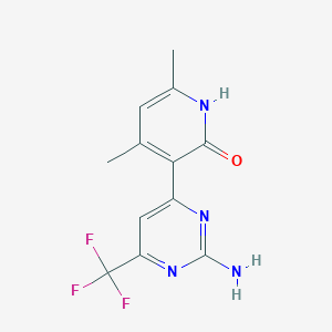 molecular formula C12H11F3N4O B12480796 3-[2-amino-6-(trifluoromethyl)pyrimidin-4-yl]-4,6-dimethyl-1H-pyridin-2-one 