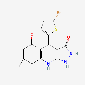 molecular formula C16H16BrN3O2S B12480826 4-(5-bromothiophen-2-yl)-3-hydroxy-7,7-dimethyl-1,4,6,7,8,9-hexahydro-5H-pyrazolo[3,4-b]quinolin-5-one 