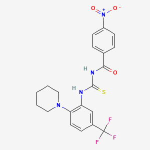 molecular formula C20H19F3N4O3S B12480828 4-nitro-N-{[2-(piperidin-1-yl)-5-(trifluoromethyl)phenyl]carbamothioyl}benzamide 