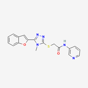 molecular formula C18H15N5O2S B12480861 2-{[5-(1-Benzofuran-2-YL)-4-methyl-1,2,4-triazol-3-YL]sulfanyl}-N-(pyridin-3-YL)acetamide 