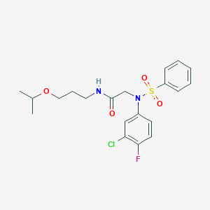 molecular formula C20H24ClFN2O4S B12480940 N~2~-(3-chloro-4-fluorophenyl)-N~2~-(phenylsulfonyl)-N-[3-(propan-2-yloxy)propyl]glycinamide 