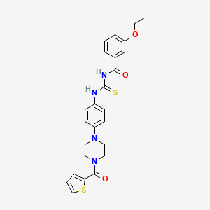 molecular formula C25H26N4O3S2 B12480947 3-ethoxy-N-({4-[4-(thiophen-2-ylcarbonyl)piperazin-1-yl]phenyl}carbamothioyl)benzamide 