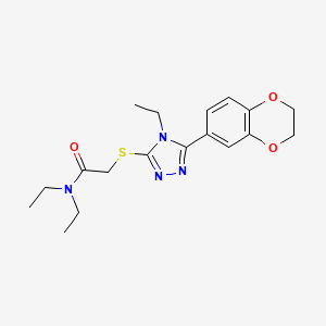 molecular formula C18H24N4O3S B12480964 2-{[5-(2,3-dihydro-1,4-benzodioxin-6-yl)-4-ethyl-4H-1,2,4-triazol-3-yl]sulfanyl}-N,N-diethylacetamide 