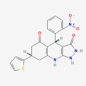 molecular formula C20H16N4O4S B12481137 (4R,7S)-3-hydroxy-4-(2-nitrophenyl)-7-(thiophen-2-yl)-1,4,6,7,8,9-hexahydro-5H-pyrazolo[3,4-b]quinolin-5-one 