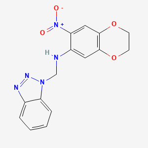 molecular formula C15H13N5O4 B12481138 N-(1H-benzotriazol-1-ylmethyl)-7-nitro-2,3-dihydro-1,4-benzodioxin-6-amine 