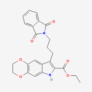 molecular formula C24H22N2O6 B12481220 ethyl 8-[3-(1,3-dioxo-1,3-dihydro-2H-isoindol-2-yl)propyl]-2,3-dihydro-6H-[1,4]dioxino[2,3-f]indole-7-carboxylate 