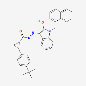 2-(4-tert-butylphenyl)-N'-[(3E)-1-(naphthalen-1-ylmethyl)-2-oxo-1,2-dihydro-3H-indol-3-ylidene]cyclopropanecarbohydrazide