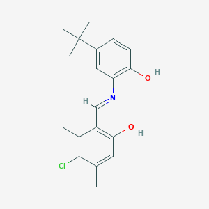 molecular formula C19H22ClNO2 B12481328 2-[(E)-[(5-tert-butyl-2-hydroxyphenyl)imino]methyl]-4-chloro-3,5-dimethylphenol 