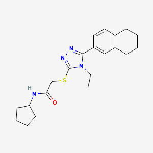 molecular formula C21H28N4OS B12481422 N-cyclopentyl-2-{[4-ethyl-5-(5,6,7,8-tetrahydronaphthalen-2-yl)-4H-1,2,4-triazol-3-yl]sulfanyl}acetamide 