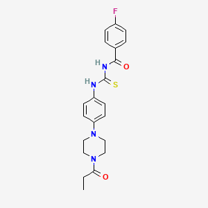 4-fluoro-N-{[4-(4-propanoylpiperazin-1-yl)phenyl]carbamothioyl}benzamide