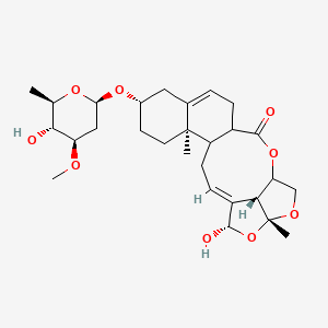 molecular formula C28H40O9 B1248148 (1E,5R,8S,19R,21S,22R)-21-hydroxy-8-[(2R,4R,5R,6R)-5-hydroxy-4-methoxy-6-methyloxan-2-yl]oxy-5,19-dimethyl-15,18,20-trioxapentacyclo[14.5.1.04,13.05,10.019,22]docosa-1,10-dien-14-one 