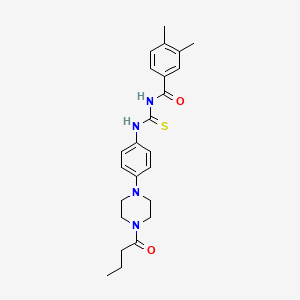 N-{[4-(4-butanoylpiperazin-1-yl)phenyl]carbamothioyl}-3,4-dimethylbenzamide