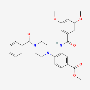 molecular formula C28H29N3O6 B12481586 Methyl 3-{[(3,5-dimethoxyphenyl)carbonyl]amino}-4-[4-(phenylcarbonyl)piperazin-1-yl]benzoate 