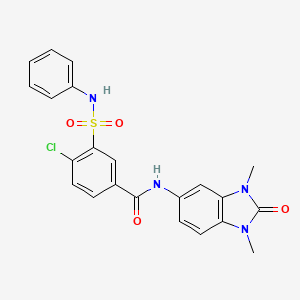 molecular formula C22H19ClN4O4S B12481638 4-chloro-N-(1,3-dimethyl-2-oxo-2,3-dihydro-1H-benzimidazol-5-yl)-3-(phenylsulfamoyl)benzamide 