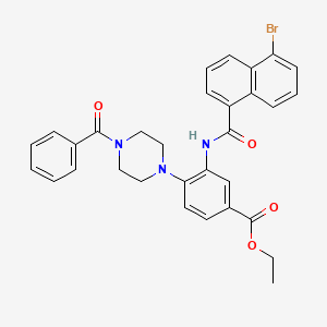 molecular formula C31H28BrN3O4 B12481655 Ethyl 3-{[(5-bromonaphthalen-1-yl)carbonyl]amino}-4-[4-(phenylcarbonyl)piperazin-1-yl]benzoate 