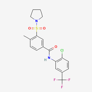 molecular formula C19H18ClF3N2O3S B12481663 N-[2-chloro-5-(trifluoromethyl)phenyl]-4-methyl-3-(pyrrolidin-1-ylsulfonyl)benzamide 