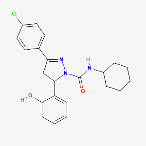 3-(4-chlorophenyl)-N-cyclohexyl-5-(2-hydroxyphenyl)-4,5-dihydro-1H-pyrazole-1-carboxamide