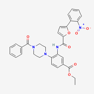 molecular formula C31H28N4O7 B12481705 Ethyl 3-({[5-(2-nitrophenyl)furan-2-yl]carbonyl}amino)-4-[4-(phenylcarbonyl)piperazin-1-yl]benzoate 