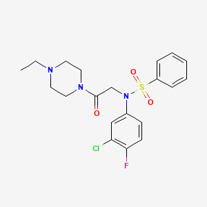 N-(3-chloro-4-fluorophenyl)-N-[2-(4-ethylpiperazin-1-yl)-2-oxoethyl]benzenesulfonamide