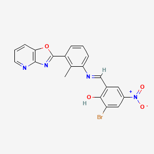 2-bromo-6-[(E)-[(2-methyl-3-{[1,3]oxazolo[4,5-b]pyridin-2-yl}phenyl)imino]methyl]-4-nitrophenol