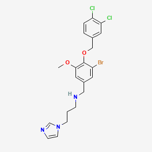 molecular formula C21H22BrCl2N3O2 B12481779 N-{3-bromo-4-[(3,4-dichlorobenzyl)oxy]-5-methoxybenzyl}-3-(1H-imidazol-1-yl)propan-1-amine 