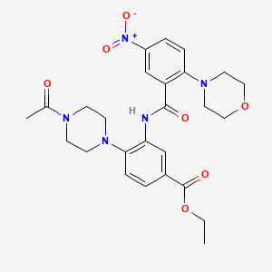 Ethyl 4-(4-acetylpiperazin-1-yl)-3-({[2-(morpholin-4-yl)-5-nitrophenyl]carbonyl}amino)benzoate