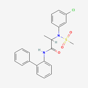 molecular formula C22H21ClN2O3S B12481788 N-biphenyl-2-yl-N~2~-(3-chlorophenyl)-N~2~-(methylsulfonyl)alaninamide 