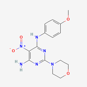 molecular formula C15H18N6O4 B12481805 N-(4-methoxyphenyl)-2-(morpholin-4-yl)-5-nitropyrimidine-4,6-diamine 