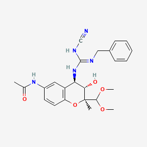 molecular formula C24H29N5O5 B1248183 N-[(2S,3S,4R)-4-[(N'-benzyl-N-cyanocarbamimidoyl)amino]-2-(dimethoxymethyl)-3-hydroxy-2-methyl-3,4-dihydrochromen-6-yl]acetamide 