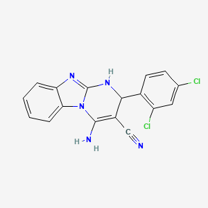 molecular formula C17H11Cl2N5 B12481889 4-Amino-2-(2,4-dichlorophenyl)-1,2-dihydropyrimido[1,2-a]benzimidazole-3-carbonitrile 