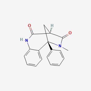 molecular formula C18H16N2O2 B1248190 (1R,10R)-12-methyl-1-phenyl-8,12-diazatricyclo[8.2.1.02,7]trideca-2,4,6-triene-9,11-dione 