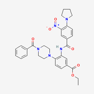 Ethyl 3-({[3-nitro-4-(pyrrolidin-1-yl)phenyl]carbonyl}amino)-4-[4-(phenylcarbonyl)piperazin-1-yl]benzoate