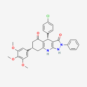 (4S,7S)-4-(4-chlorophenyl)-2-phenyl-7-(3,4,5-trimethoxyphenyl)-4,7,8,9-tetrahydro-1H-pyrazolo[3,4-b]quinoline-3,5(2H,6H)-dione