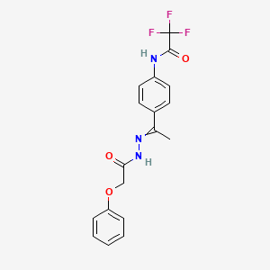 molecular formula C18H16F3N3O3 B12481989 2,2,2-trifluoro-N-[4-[C-methyl-N-[(2-phenoxyacetyl)amino]carbonimidoyl]phenyl]acetamide CAS No. 355830-82-9