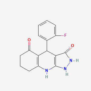 molecular formula C16H14FN3O2 B12482085 4-(2-fluorophenyl)-3-hydroxy-1,4,6,7,8,9-hexahydro-5H-pyrazolo[3,4-b]quinolin-5-one 