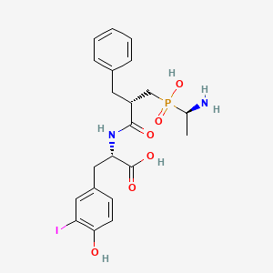 molecular formula C21H26IN2O6P B1248215 (2S)-2-[[(2S)-2-[[[(1R)-1-aminoethyl]-hydroxyphosphoryl]methyl]-3-phenylpropanoyl]amino]-3-(4-hydroxy-3-iodophenyl)propanoic acid 