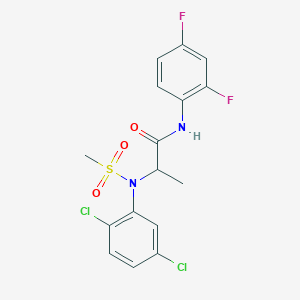 molecular formula C16H14Cl2F2N2O3S B12482244 N~2~-(2,5-dichlorophenyl)-N-(2,4-difluorophenyl)-N~2~-(methylsulfonyl)alaninamide 