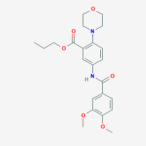 molecular formula C23H28N2O6 B12482315 Propyl 5-{[(3,4-dimethoxyphenyl)carbonyl]amino}-2-(morpholin-4-yl)benzoate 