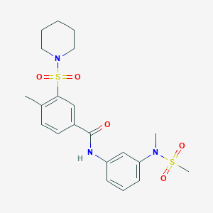 molecular formula C21H27N3O5S2 B12482343 4-methyl-N-{3-[methyl(methylsulfonyl)amino]phenyl}-3-(piperidin-1-ylsulfonyl)benzamide 