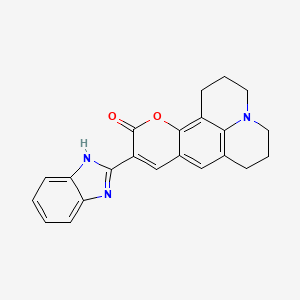 molecular formula C22H19N3O2 B12482403 10-(1H-benzo[d]imidazol-2-yl)-2,3,6,7-tetrahydro-1H,5H,11H-pyrano[2,3-f]pyrido[3,2,1-ij]quinolin-11-one CAS No. 85642-10-0