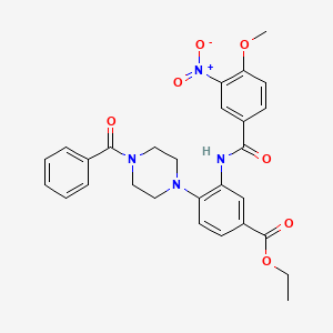 molecular formula C28H28N4O7 B12482430 Ethyl 3-{[(4-methoxy-3-nitrophenyl)carbonyl]amino}-4-[4-(phenylcarbonyl)piperazin-1-yl]benzoate 