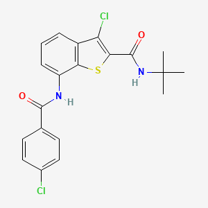 molecular formula C20H18Cl2N2O2S B12482435 N-tert-butyl-3-chloro-7-{[(4-chlorophenyl)carbonyl]amino}-1-benzothiophene-2-carboxamide 