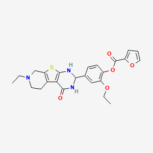 molecular formula C24H25N3O5S B12482449 [2-ethoxy-4-(11-ethyl-3-oxo-8-thia-4,6,11-triazatricyclo[7.4.0.02,7]trideca-1(9),2(7)-dien-5-yl)phenyl] furan-2-carboxylate 