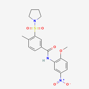 N-(2-methoxy-5-nitrophenyl)-4-methyl-3-(pyrrolidin-1-ylsulfonyl)benzamide