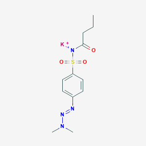 Potassium butanoyl({4-[(1E)-3,3-dimethyltriaz-1-EN-1-YL]benzenesulfonyl})azanide