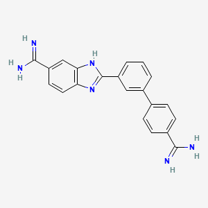 molecular formula C21H18N6 B1248252 2-{4'-[amino(Imino)methyl]biphenyl-3-Yl}-1h-Benzimidazole-6-Carboximidamide 