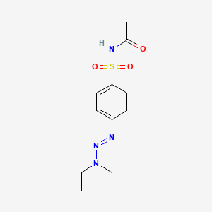 molecular formula C12H18N4O3S B12482549 N-{4-[(1E)-3,3-Diethyltriaz-1-EN-1-YL]benzenesulfonyl}acetamide 