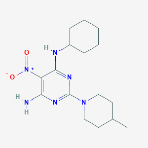 molecular formula C16H26N6O2 B12482577 N-cyclohexyl-2-(4-methylpiperidin-1-yl)-5-nitropyrimidine-4,6-diamine 