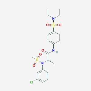 molecular formula C20H26ClN3O5S2 B12482579 N~2~-(3-chlorophenyl)-N-[4-(diethylsulfamoyl)phenyl]-N~2~-(methylsulfonyl)alaninamide 